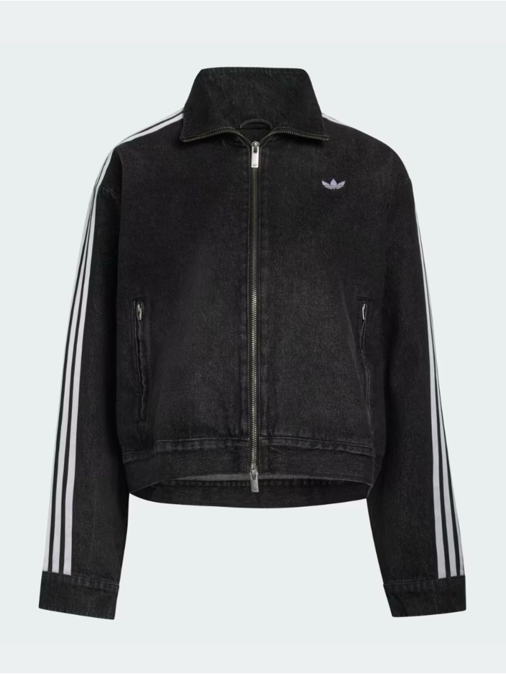 Adidas Black Denim FB Lace-Up Track Jacket, 100% Cotton, Style KS1394 Size M NWT - Picture 5 of 15